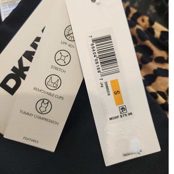 NWT DKNY Twist Front Shirred Keyhole One Piece Swimsuit Leopard S - Picture 8 of 8